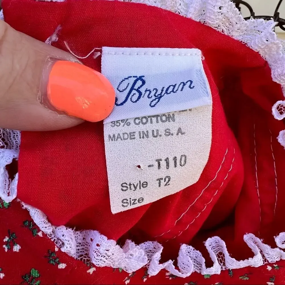 Vintage Bryan red holly Ivy Christmas circle dress 2T